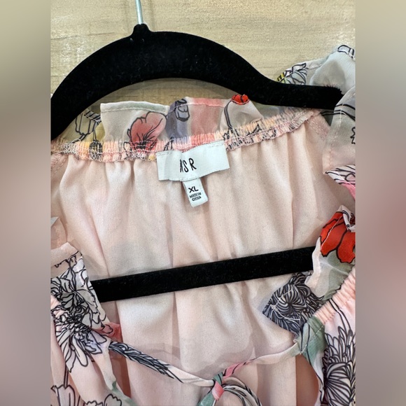 NSR floral print pink smocked waist ruffle dress smocked cuffs - Picture 13 of 13